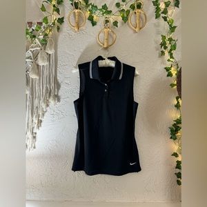 Nike Dri Fit Black & White Collared Polo Tank Size S Classic Athletic Tennis
